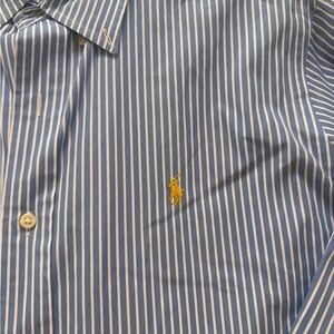 Ralph Lauren Blue and White Striped Dress Shirt